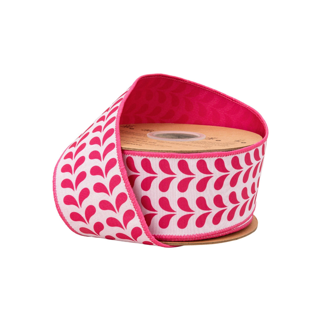 Pink Petals With Pink Backing Dupioni Wired Ribbon - 2.5" - Greenery MarketWired Ribbon9387W-157-63E
