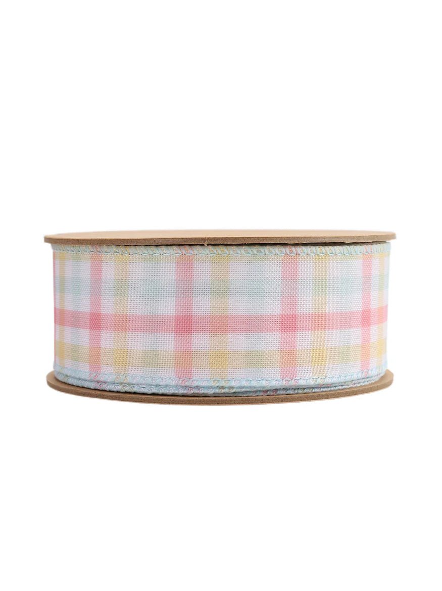 Pidd Ribbon Pink plaid wired ribbon, 1.5