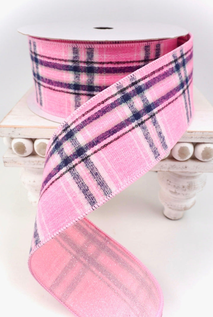 Pink Posh Plaid Farrisilk Wired Ribbon - 2.5" - Greenery MarketRS244-14