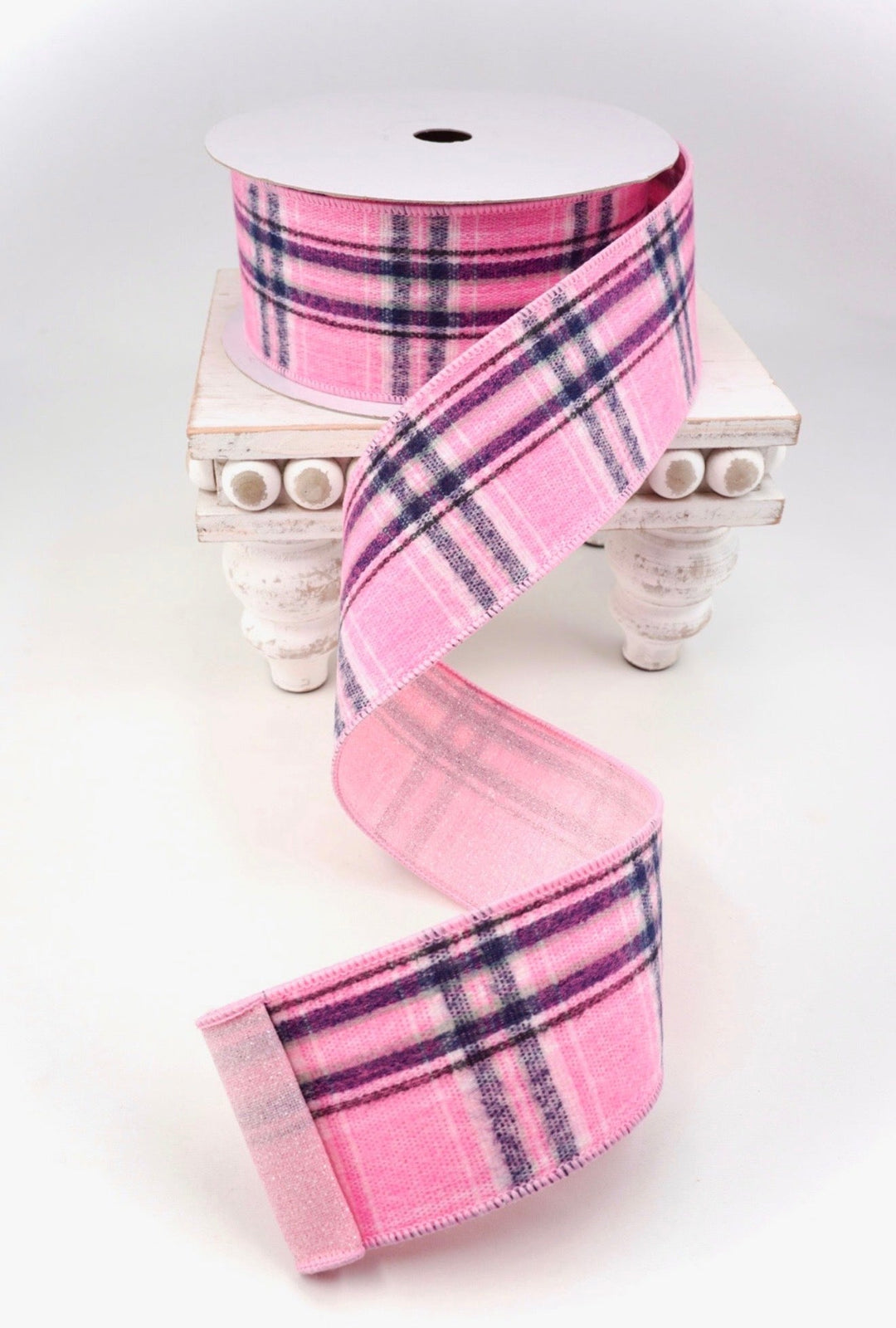 Pink Posh Plaid Farrisilk Wired Ribbon - 2.5" - Greenery MarketRS244-14