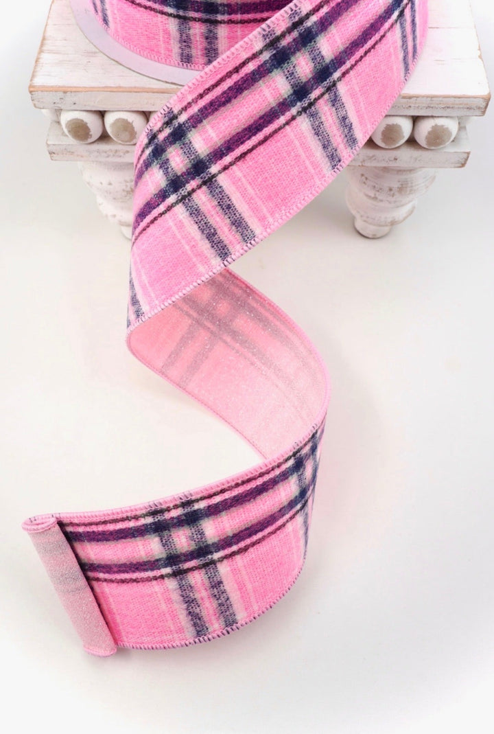 Pink Posh Plaid Farrisilk Wired Ribbon - 2.5" - Greenery MarketRS244-14