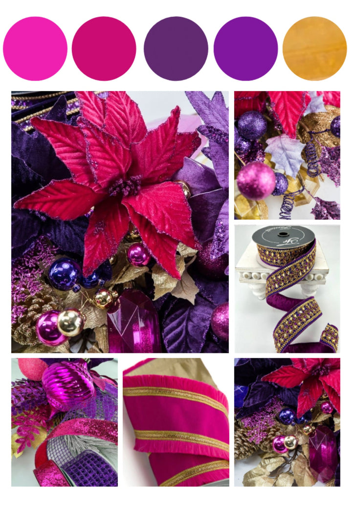 Pink purple and black velvet sequin wired curly spray - Greenery MarketArtificial FloraXS1252AT