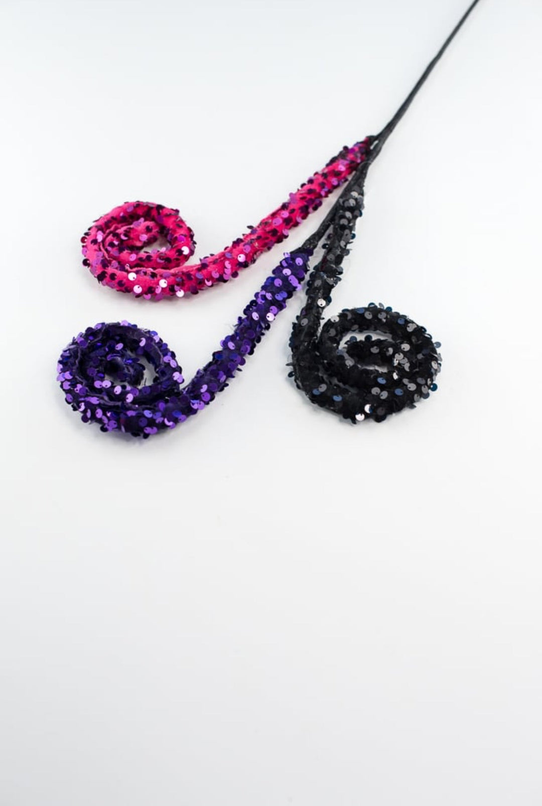 Pink purple and black velvet sequin wired curly spray - Greenery MarketArtificial FloraXS1252AT