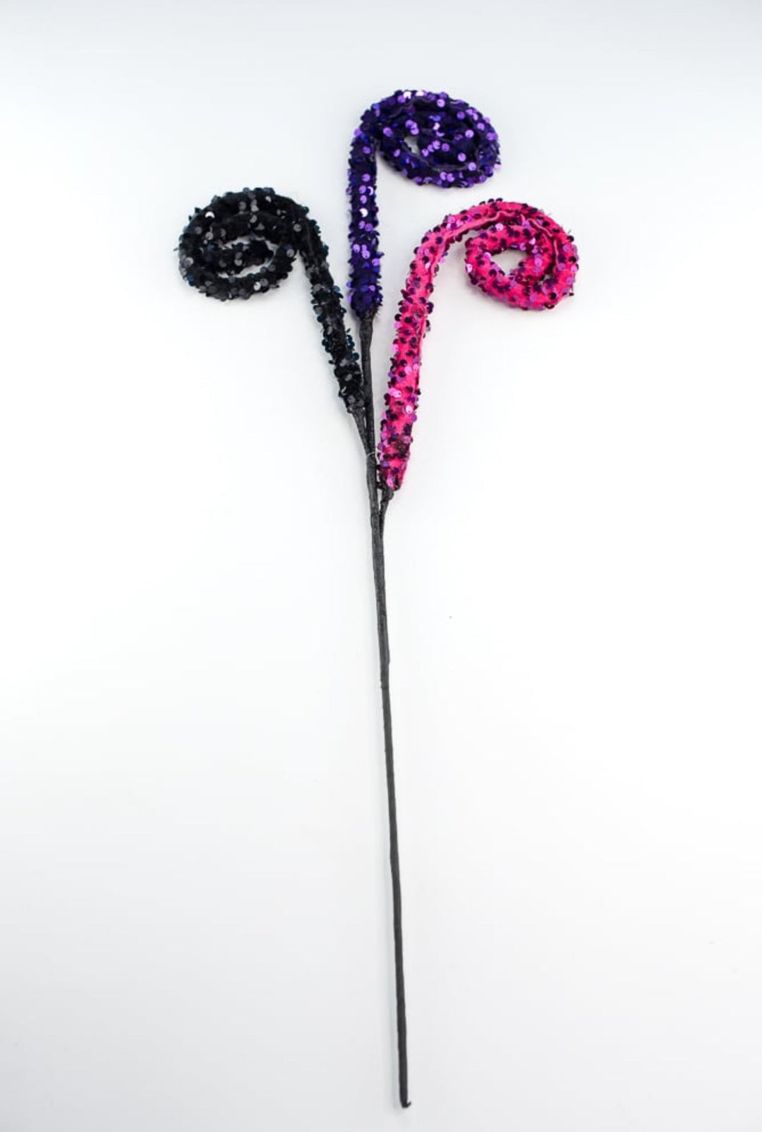 Pink purple and black velvet sequin wired curly spray - Greenery MarketArtificial FloraXS1252AT