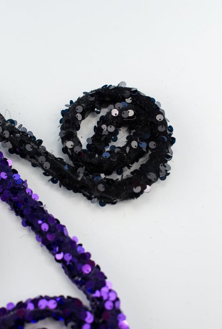 Pink purple and black velvet sequin wired curly spray - Greenery MarketArtificial FloraXS1252AT