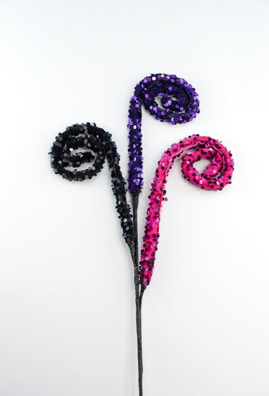 Pink purple and black velvet sequin wired curly spray - Greenery MarketArtificial FloraXS1252AT