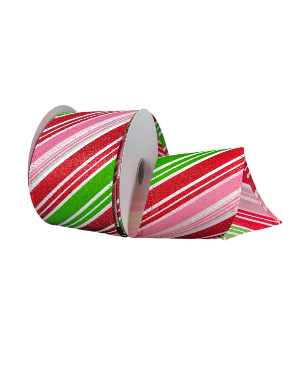 Pink, red, and lime stripe wired ribbon - 2.5” - Greenery MarketWired ribbon75117 - 40 - 03