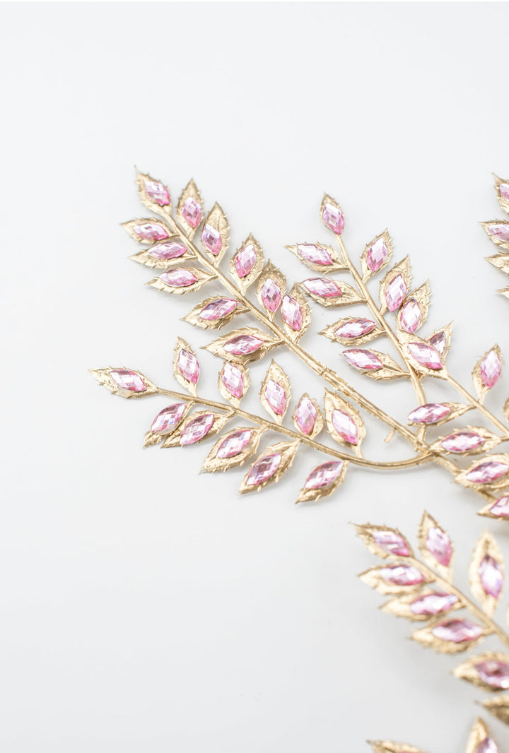 Pink Rhinestone Leaf Spray - 22.5" - Greenery MarketXAQ652-PK