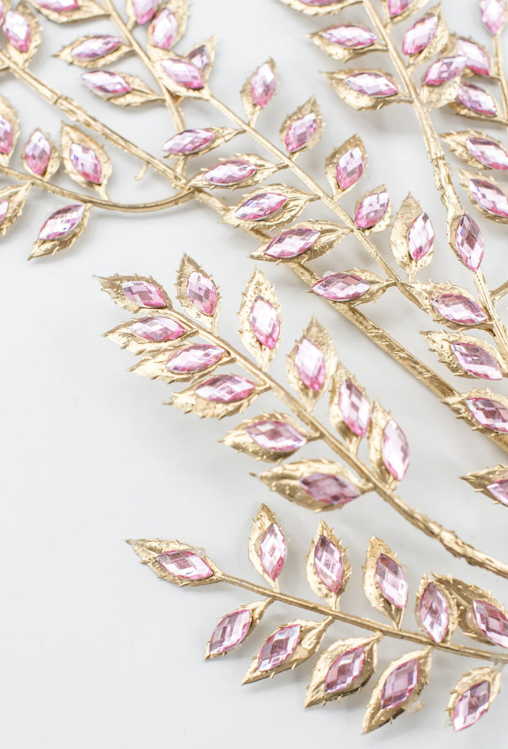 Pink Rhinestone Leaf Spray - 22.5" - Greenery MarketXAQ652-PK