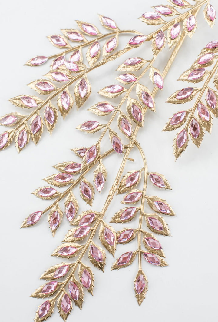 Pink Rhinestone Leaf Spray - 22.5" - Greenery MarketXAQ652-PK