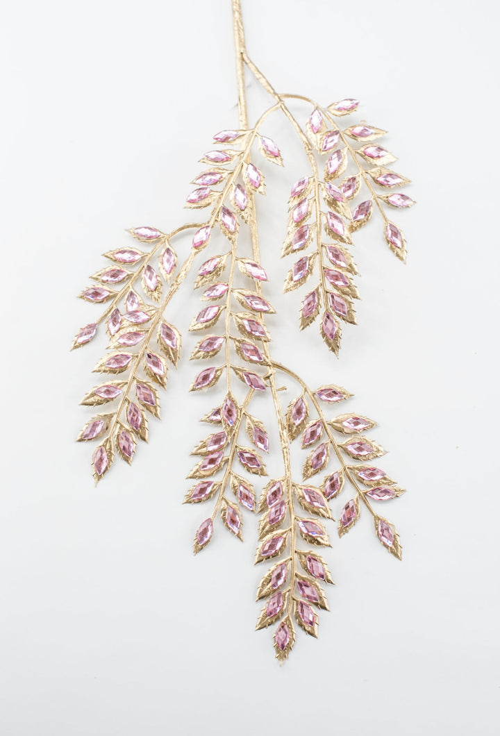 Pink Rhinestone Leaf Spray - 22.5" - Greenery MarketXAQ652-PK