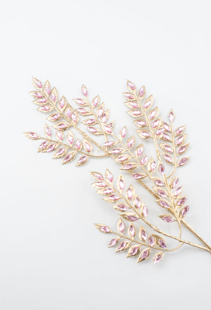 Pink Rhinestone Leaf Spray - 22.5" - Greenery MarketXAQ652-PK
