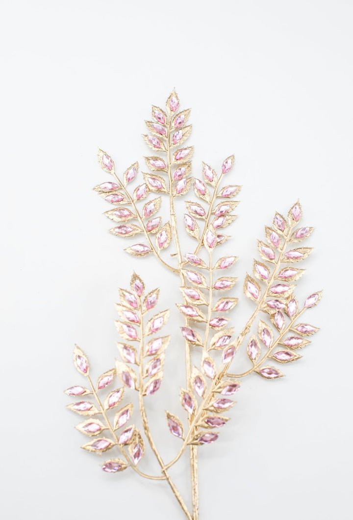 Pink Rhinestone Leaf Spray - 22.5" - Greenery MarketXAQ652-PK