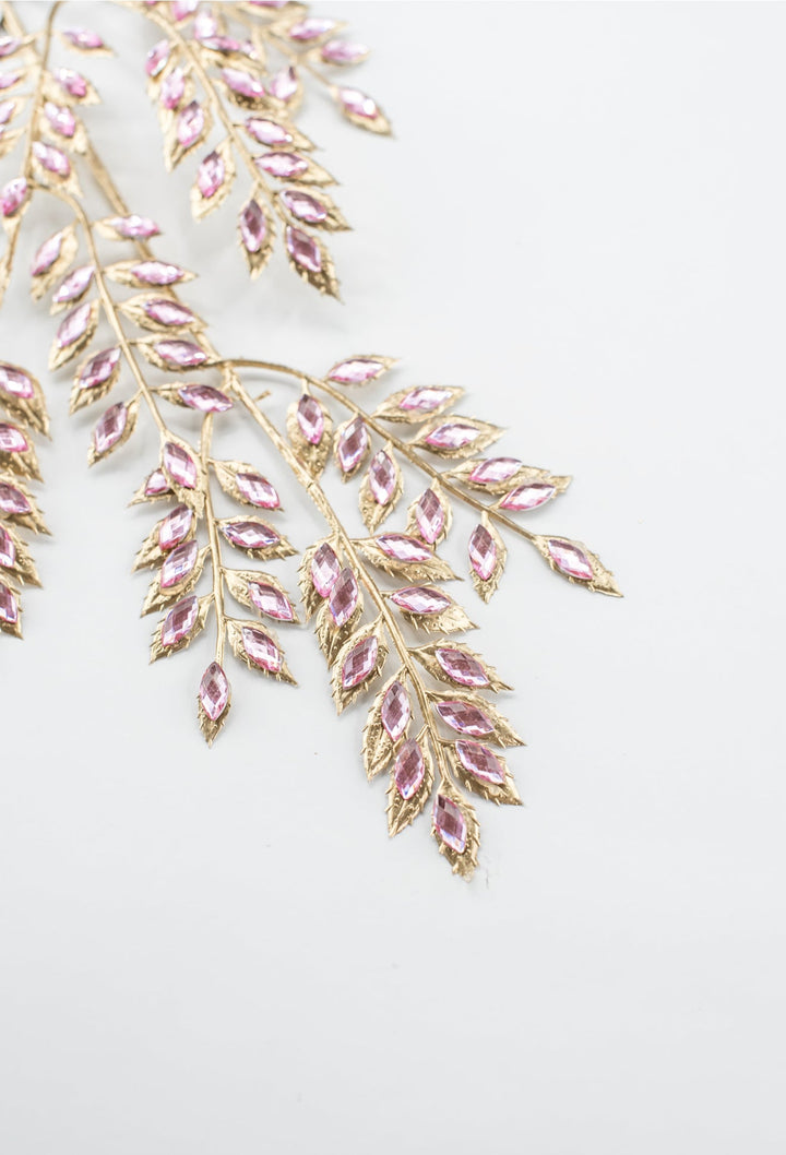 Pink Rhinestone Leaf Spray - 22.5" - Greenery MarketXAQ652-PK