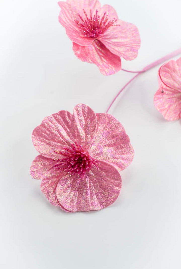 Pink Shimmering Poppy Spray - 24" - Greenery MarketArtificial Flowers63969PK