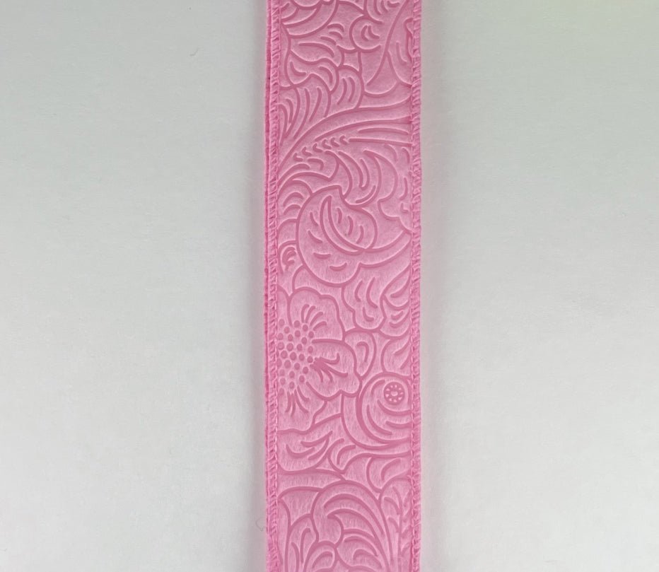 pink solid embossed 1.5” wired ribbon - Greenery MarketWired ribbon42466-09-03