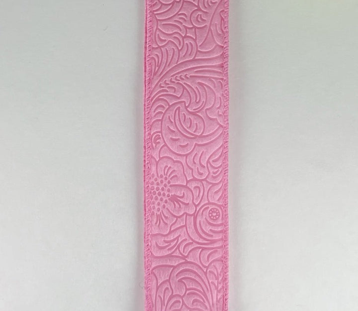 pink solid embossed 1.5” wired ribbon - Greenery MarketWired ribbon42466-09-03