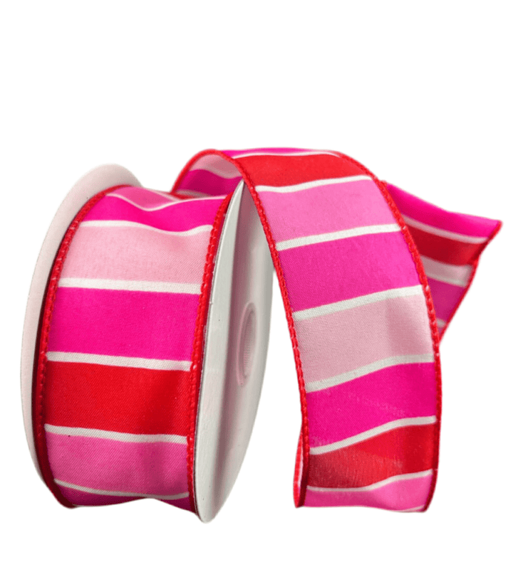 Pink stripe wired ribbon 1.5” - Greenery MarketWired ribbon11407 - 09 - 28