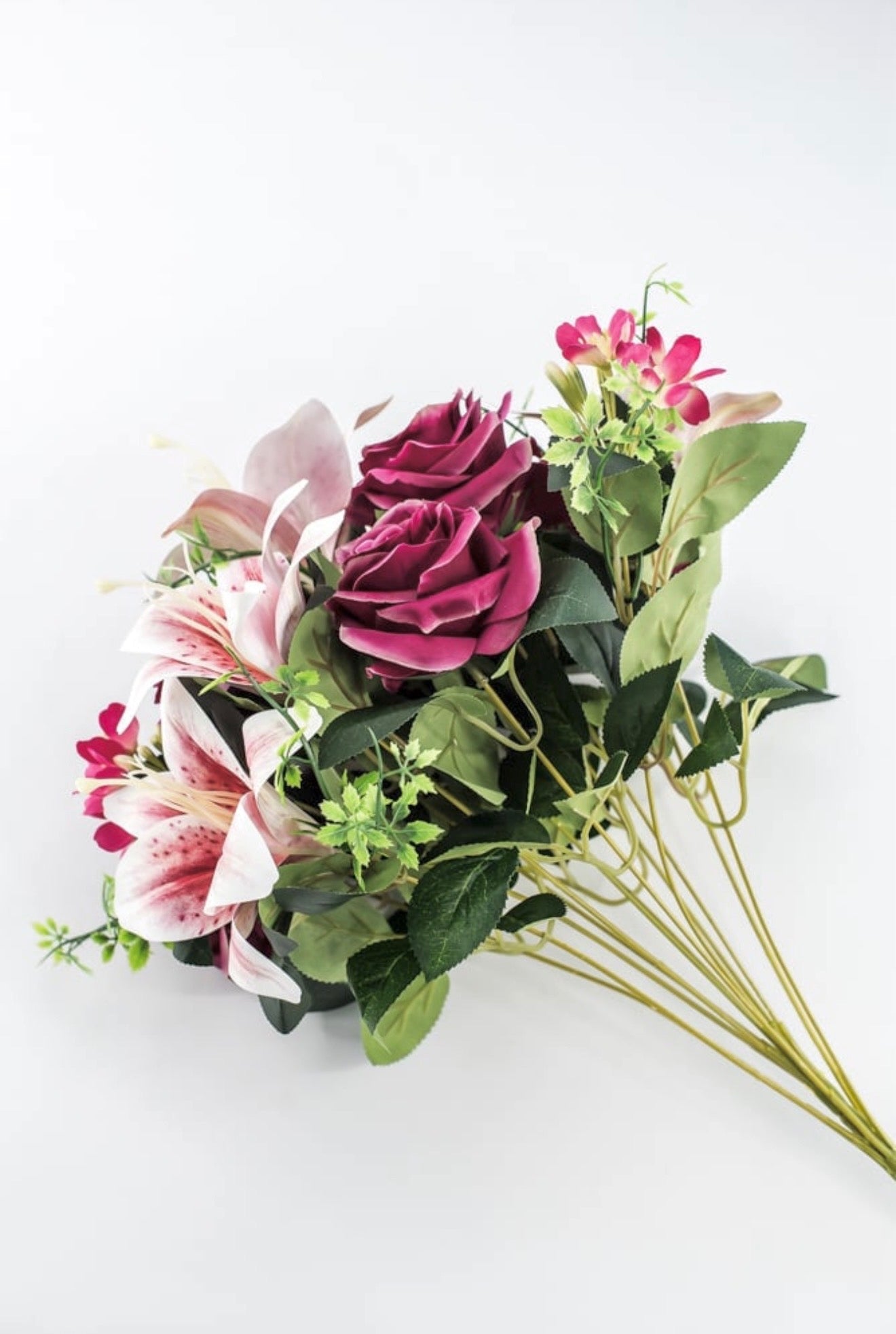 Pink Tiger Lily And Rose Flower Bush - Greenery Market