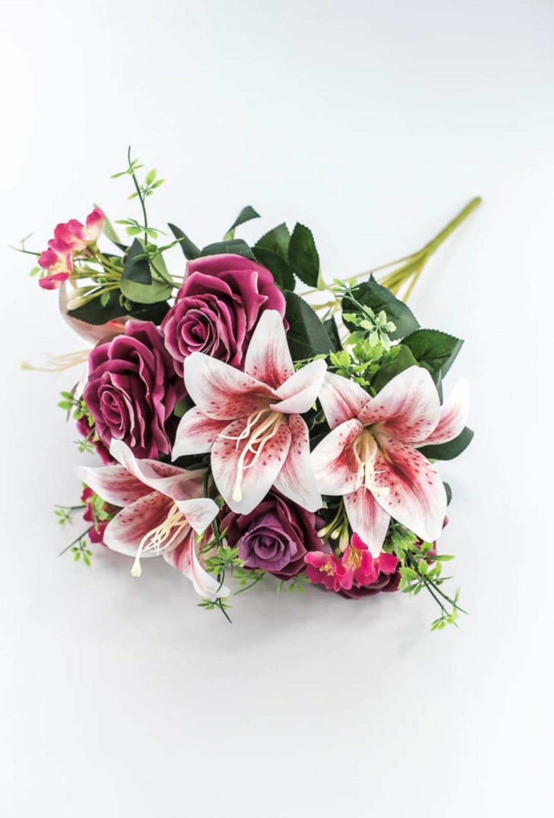 Pink Tiger Lily And Rose Flower Bush - Greenery MarketArtificial Flora85020-FU