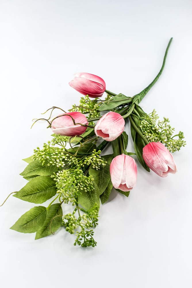 Pink tulip and greenery spray - Greenery MarketPM3552-P