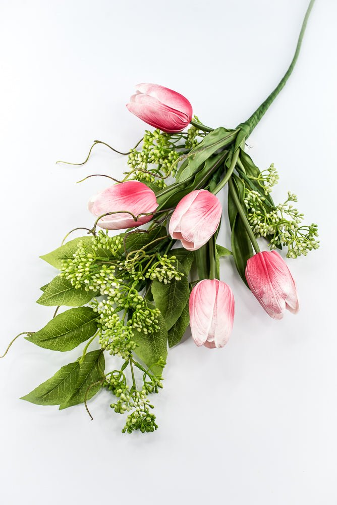 Pink tulip and greenery spray - Greenery MarketPM3552-P