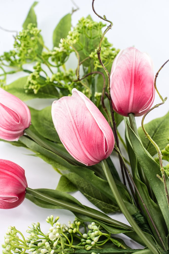 Pink tulip and greenery spray - Greenery MarketPM3552-P