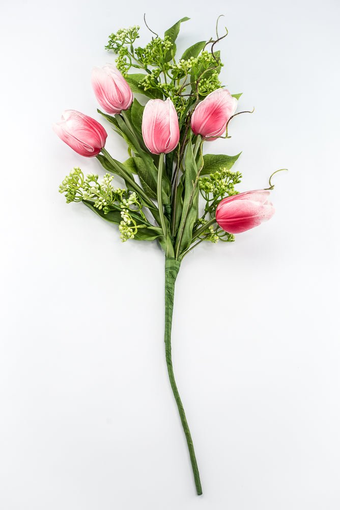 Pink tulip and greenery spray - Greenery MarketPM3552-P