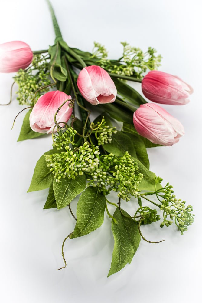 Pink tulip and greenery spray - Greenery MarketPM3552-P