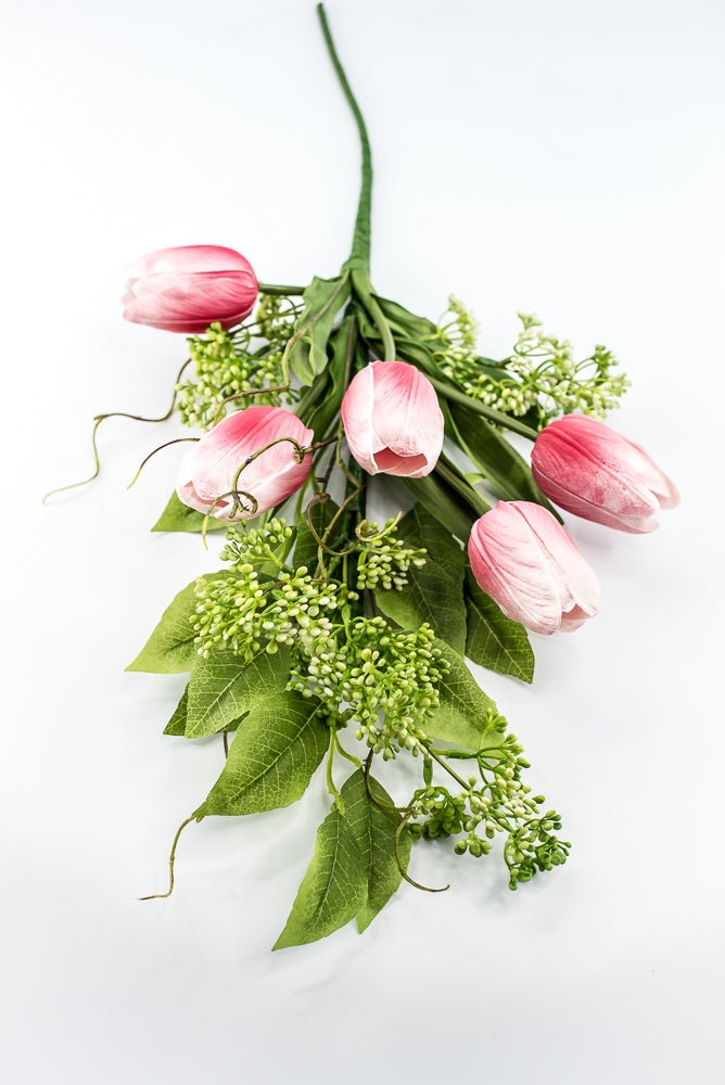 Pink tulip and greenery spray - Greenery MarketPM3552-P