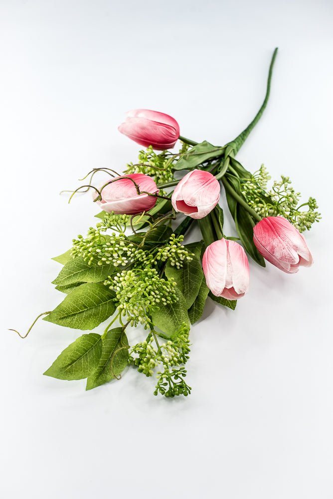 Pink tulip and greenery spray - Greenery MarketPM3552-P