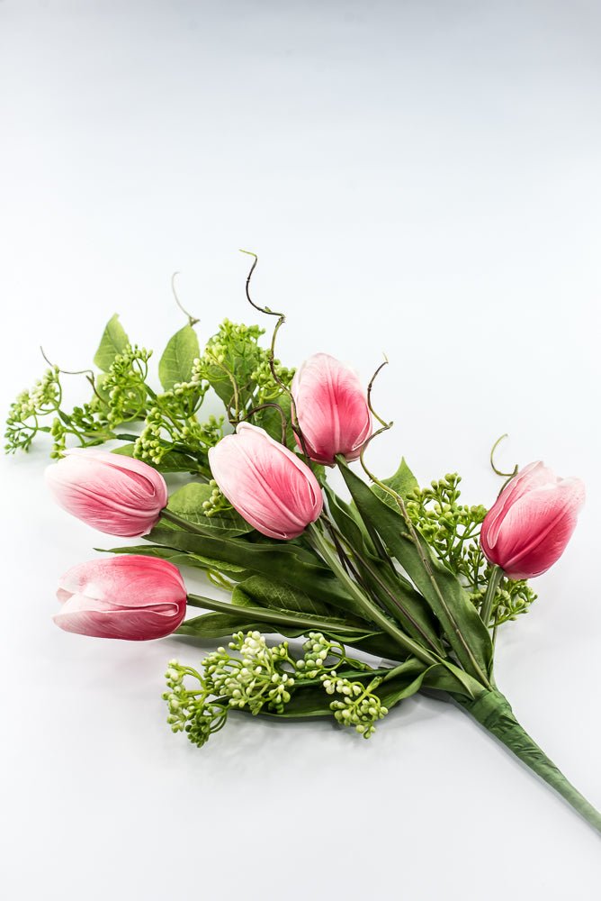 Pink tulip and greenery spray - Greenery MarketPM3552-P
