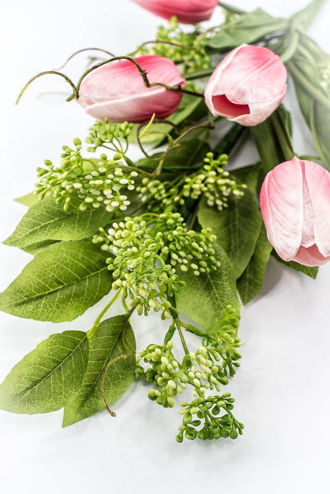 Pink tulip and greenery spray - Greenery MarketPM3552-P