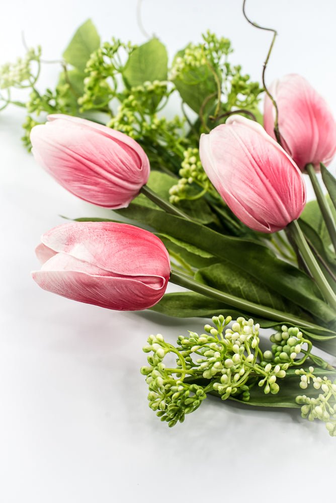 Pink tulip and greenery spray - Greenery MarketPM3552-P