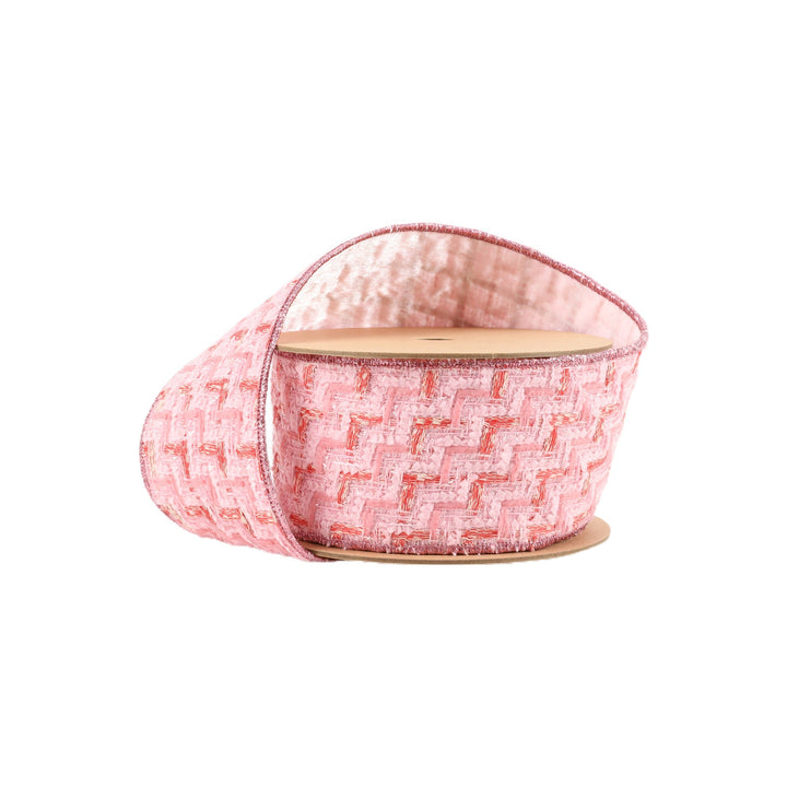 Pink Tweed Wired Ribbon - 2.5" - Greenery Market4416W - 150 - 63E