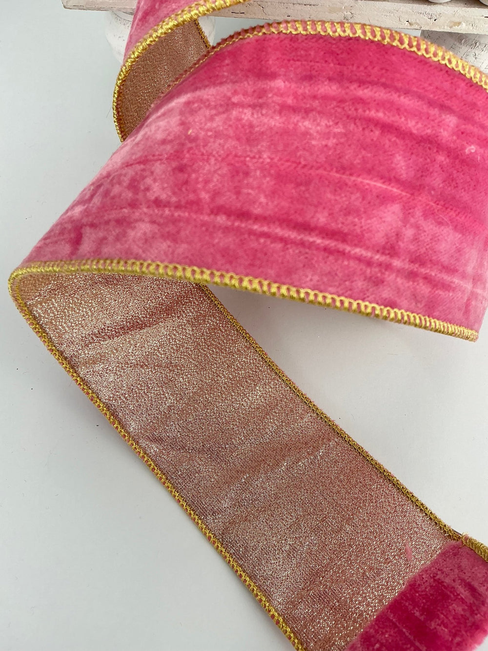 Pink velvet wired ribbon 2.5” hot pink - Greenery MarketRibbons & Trim239838