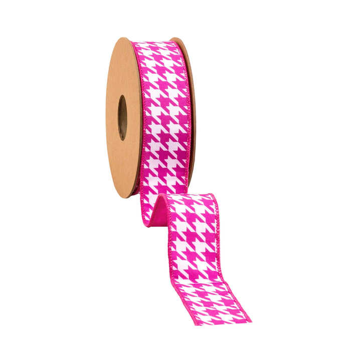 Pink & White Herringbone With Pink Backing Dupioni Wired Ribbon - 1.5" - Greenery MarketWired Ribbon9223W-1870-38E