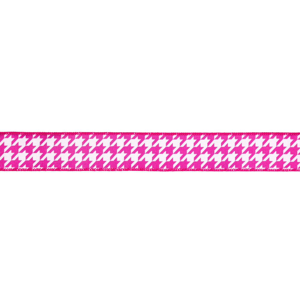 Pink & White Herringbone With Pink Backing Dupioni Wired Ribbon - 1.5" - Greenery MarketWired Ribbon9223W-1870-38E