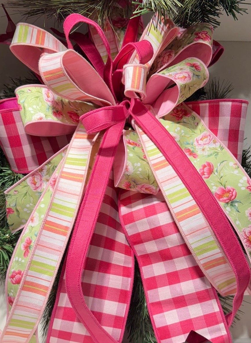 Pink & White Medium Check with Pink Backing Wired Ribbon - 4" - Greenery MarketWired Ribbon6928W-156-100E