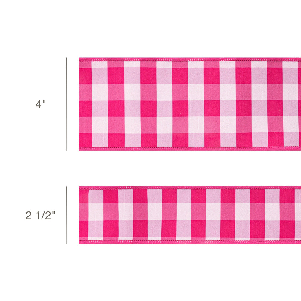 Pink & White Medium Check with Pink Backing Wired Ribbon - 4" - Greenery MarketWired Ribbon6928W-156-100E