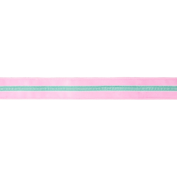 Pink With Blue Trim Wired Velvet Ribbon - 1.5" - Greenery MarketWired Ribbon7019W-150-38E