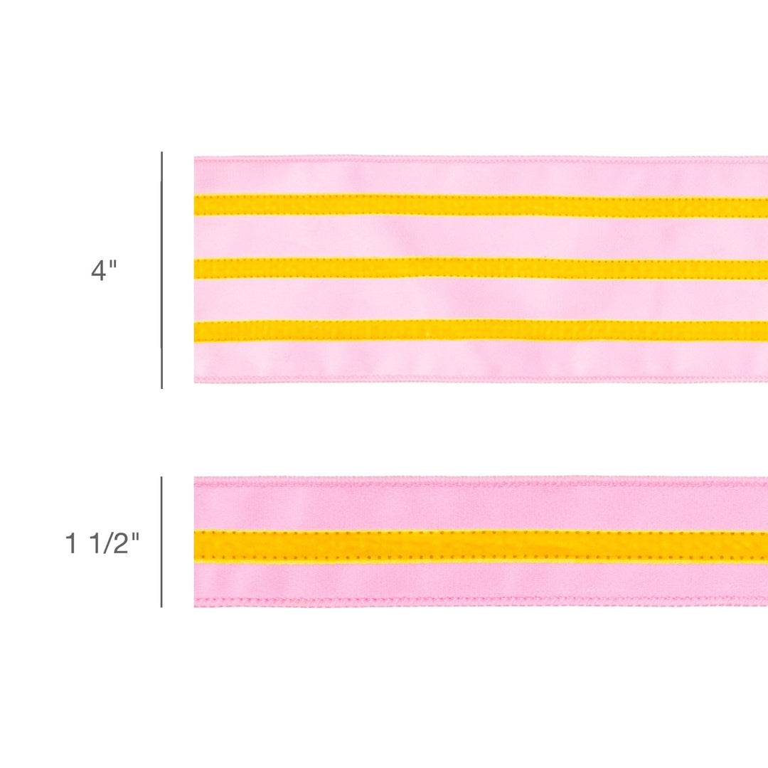 Pink With Yellow Trim Wired Velvet Ribbon - 1.5" - Greenery MarketWired Ribbon7022W-150-38E