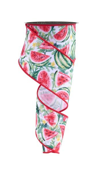 Pink, Yellow, & Green Watermelon Ribbon - 2.5" - Greenery MarketWired RibbonLS1040