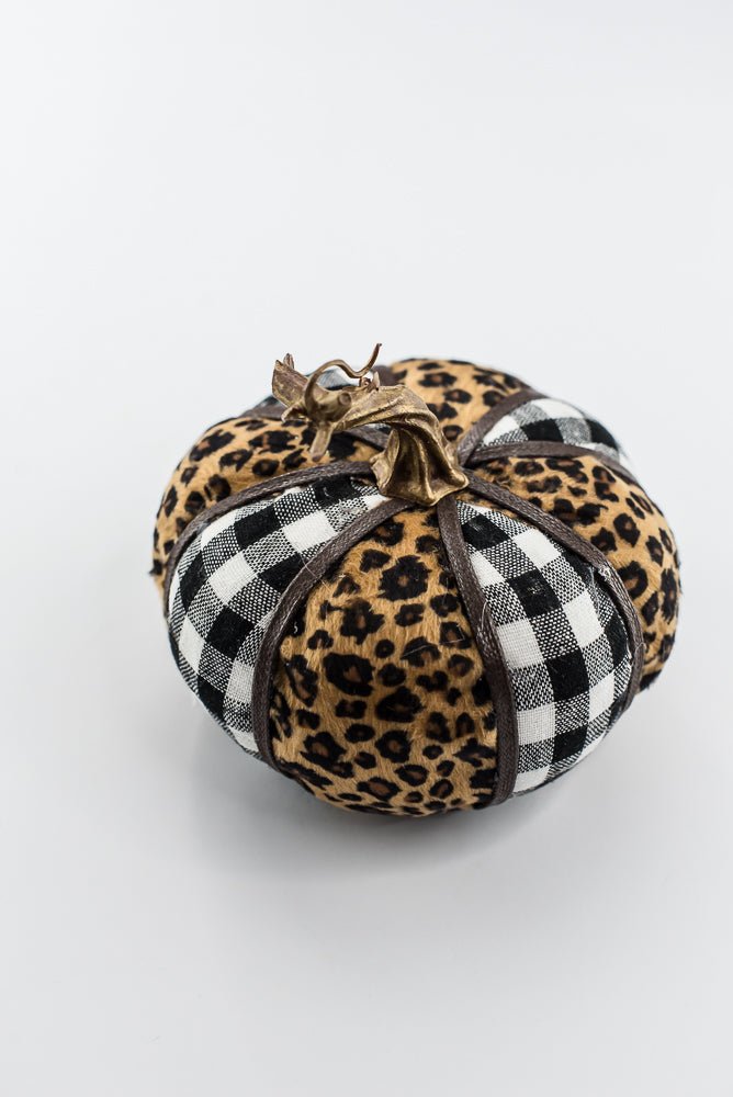 Plaid and cheetah fabric pumpkin - Greenery MarketPumpkins56701MIX