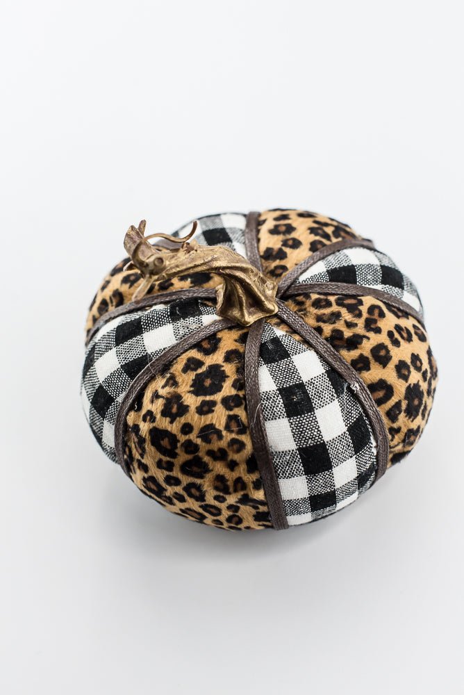 Plaid and cheetah fabric pumpkin - Greenery MarketPumpkins56701MIX