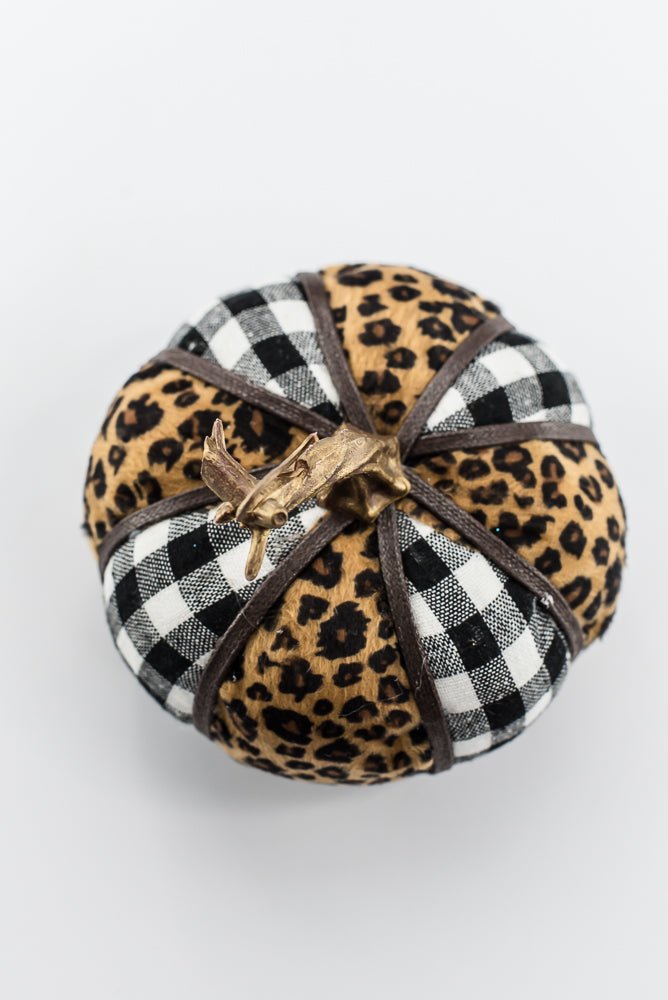 Plaid and cheetah fabric pumpkin - Greenery MarketPumpkins56701MIX