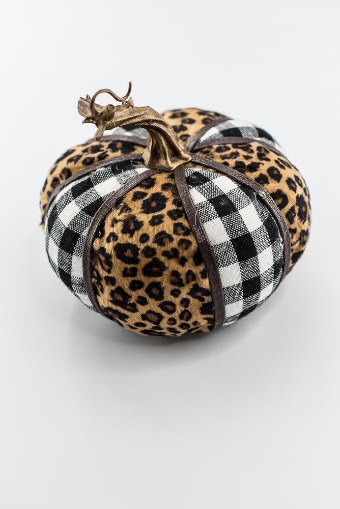Plaid and cheetah fabric pumpkin - Greenery MarketPumpkins56701MIX