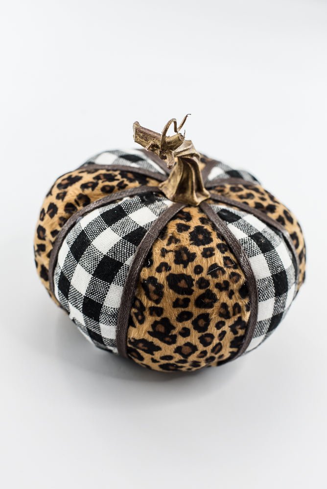 Plaid and cheetah fabric pumpkin - Greenery MarketPumpkins56701MIX