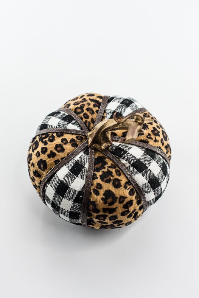Plaid and cheetah fabric pumpkin - Greenery MarketPumpkins56701MIX