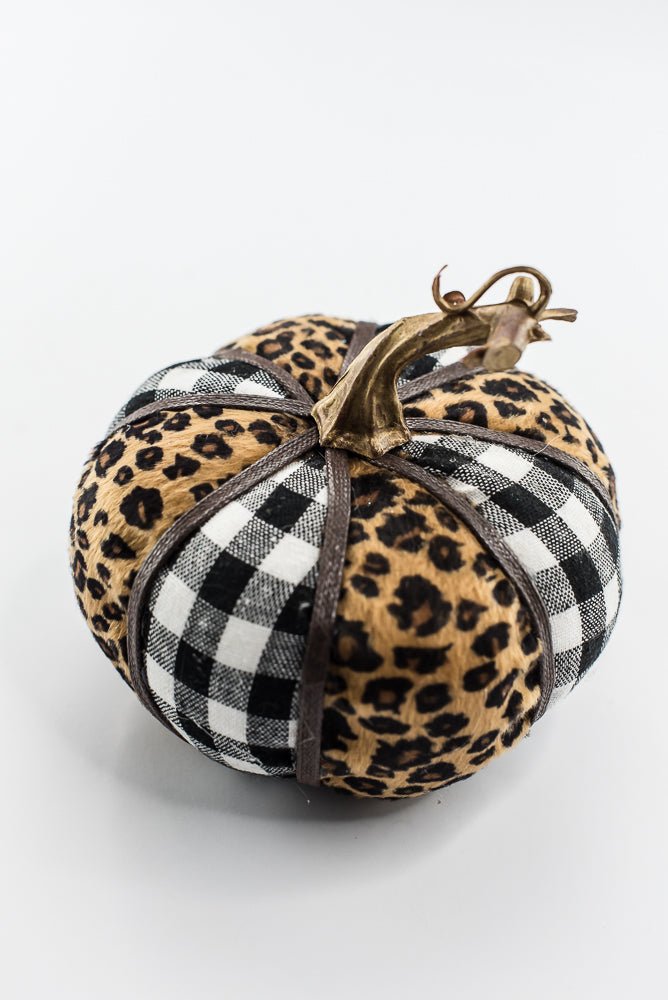 Plaid and cheetah fabric pumpkin - Greenery MarketPumpkins56701MIX